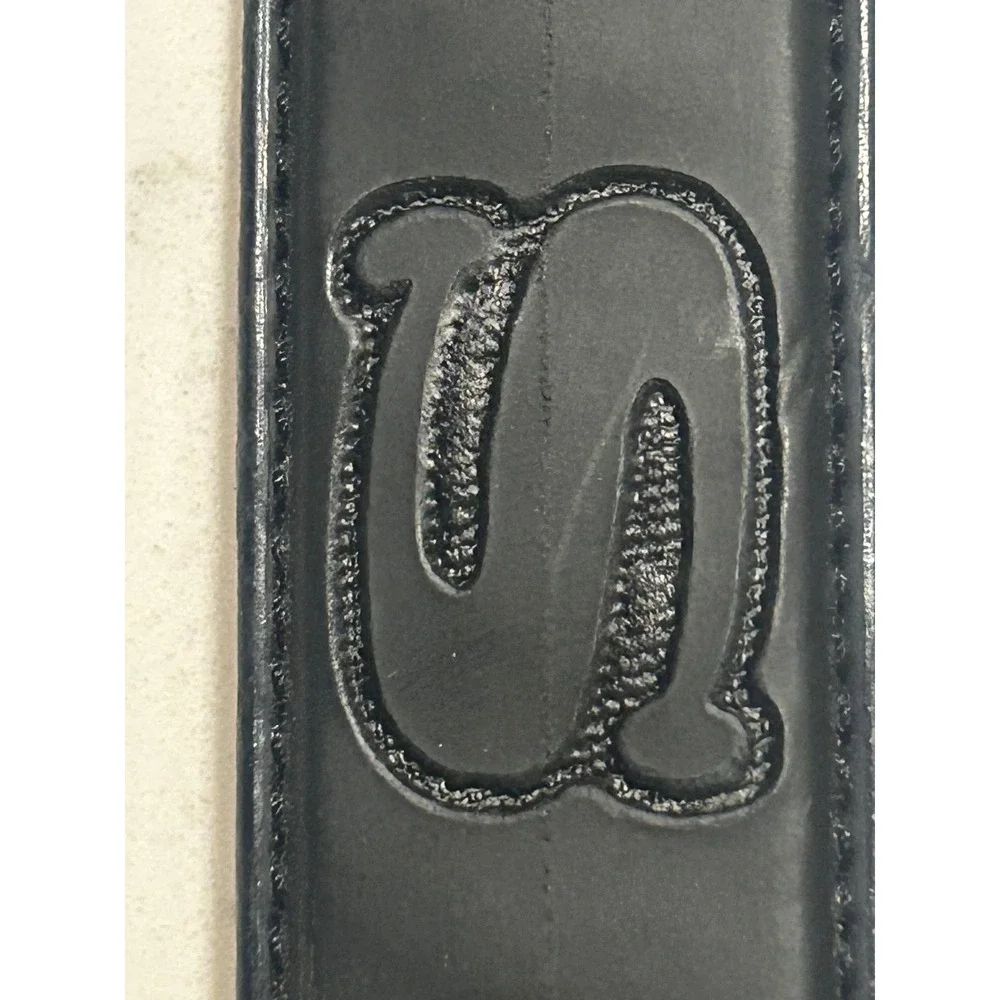 Mens Black Leather Belt Eagle USA Embossed‎ Silver Buckle Size L